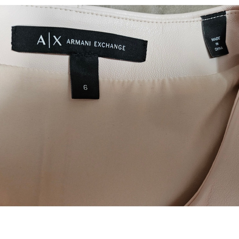 Armani Exchange A/X Cream Faux Leather Suede Zip Front Mini Dress 3DYA09 YNYJZ 6 - Picture 7 of 7